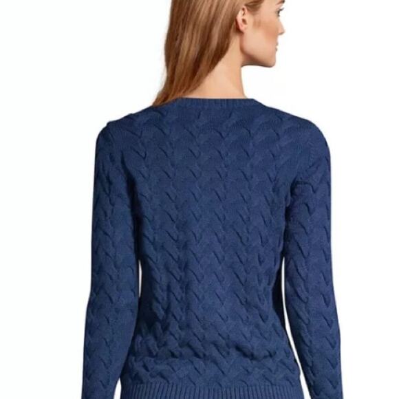 Land’s End Royal Blue 100% Cotton Cable Knit Sweater, The Drifter, Casual, M - Picture 2 of 10
